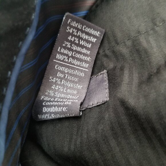 GS Mens Dress Pants 46/30 Charcoal Black Wool Blend Professional Business Formal - Picture 5 of 9